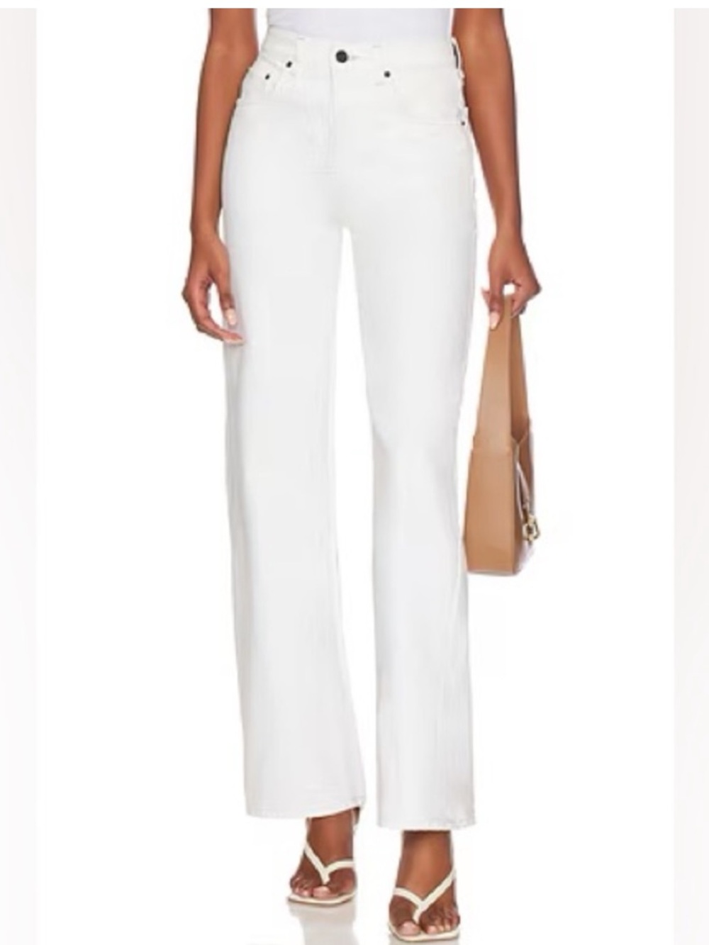 WEWOREWHAT Wide Leg Jean White High Waist Mom Denim Jeans Size 24